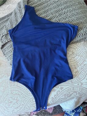 Blue One Shoulder Bodysuit
